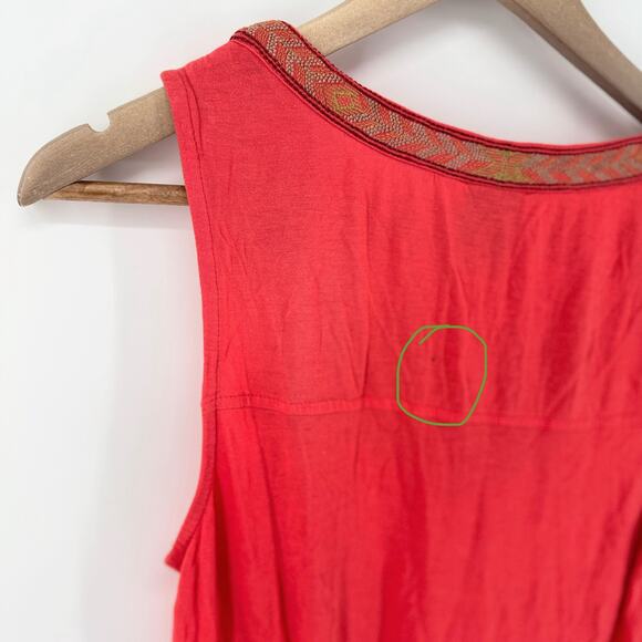 Bobeau Coral Flowy Embroidered Tank Top Womens Medium Boho Western Hippie - Picture 3 of 9